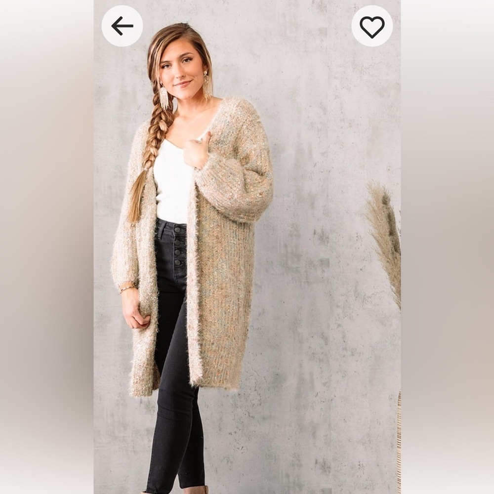 NWT Long eyelash cardigan / sweater from buckle, knee length knit multi color